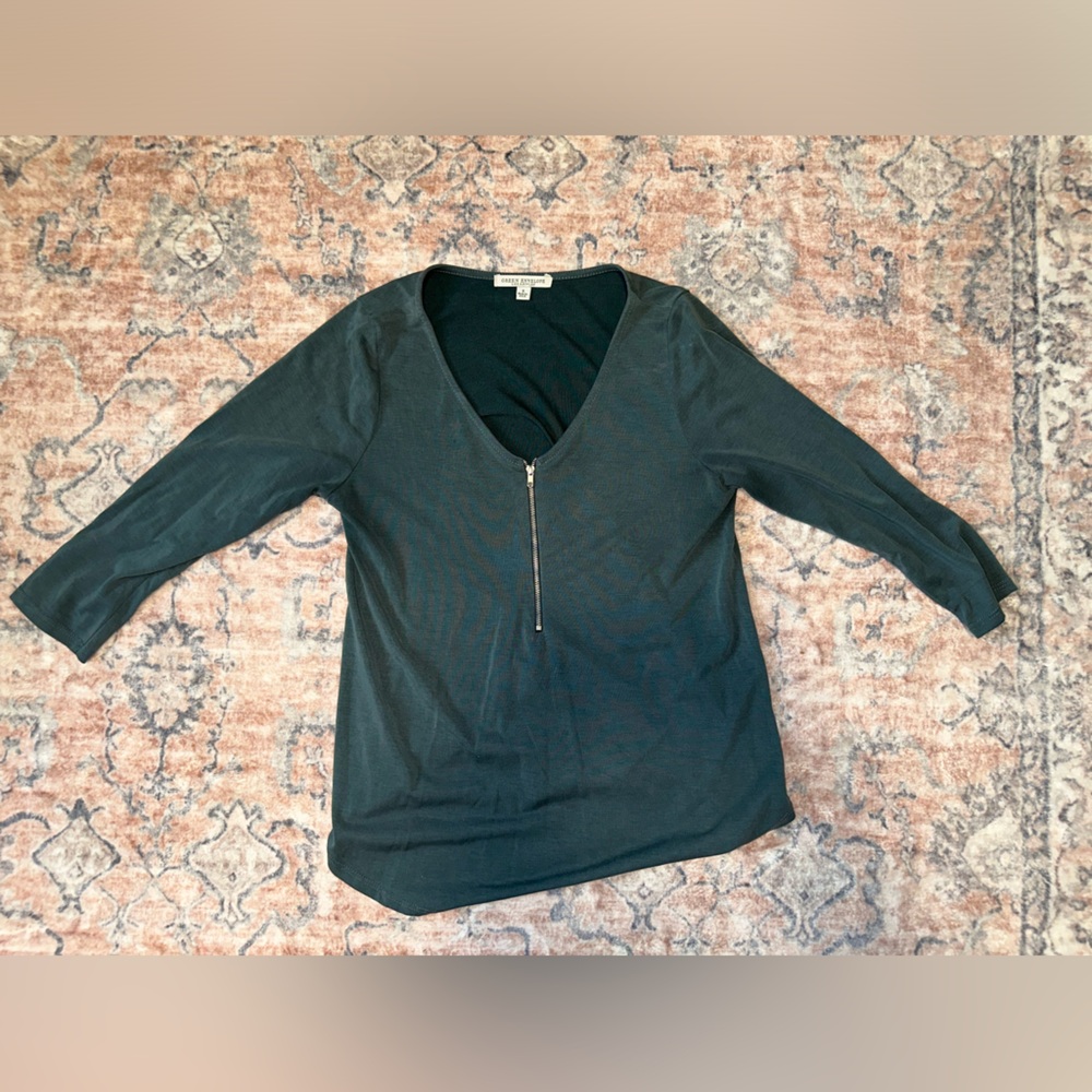 Green Envelope- Dark Green Long Sleeve Top Size S